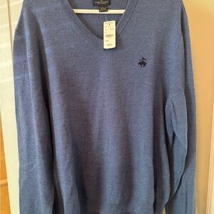 Brooks Brothers Men's Blue V-Neck Sweater